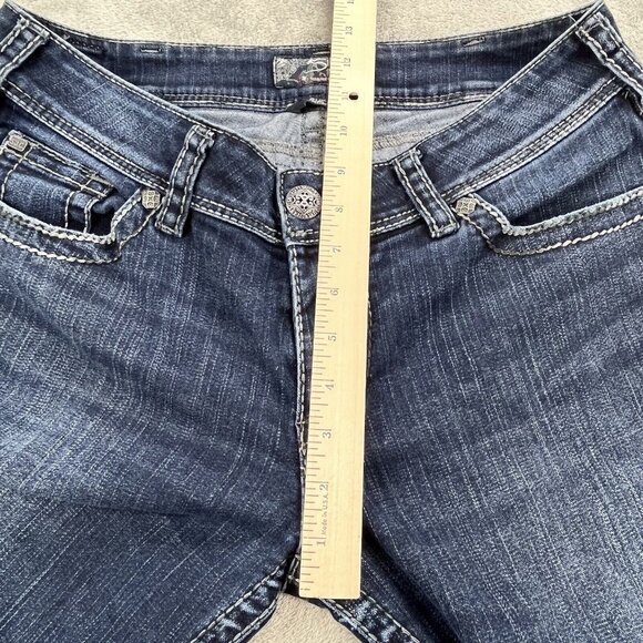 Silver Jeans Womens 31x30 Suki Surplus Boot Denim Blue Light Flap Pockets Pants - Picture 7 of 13